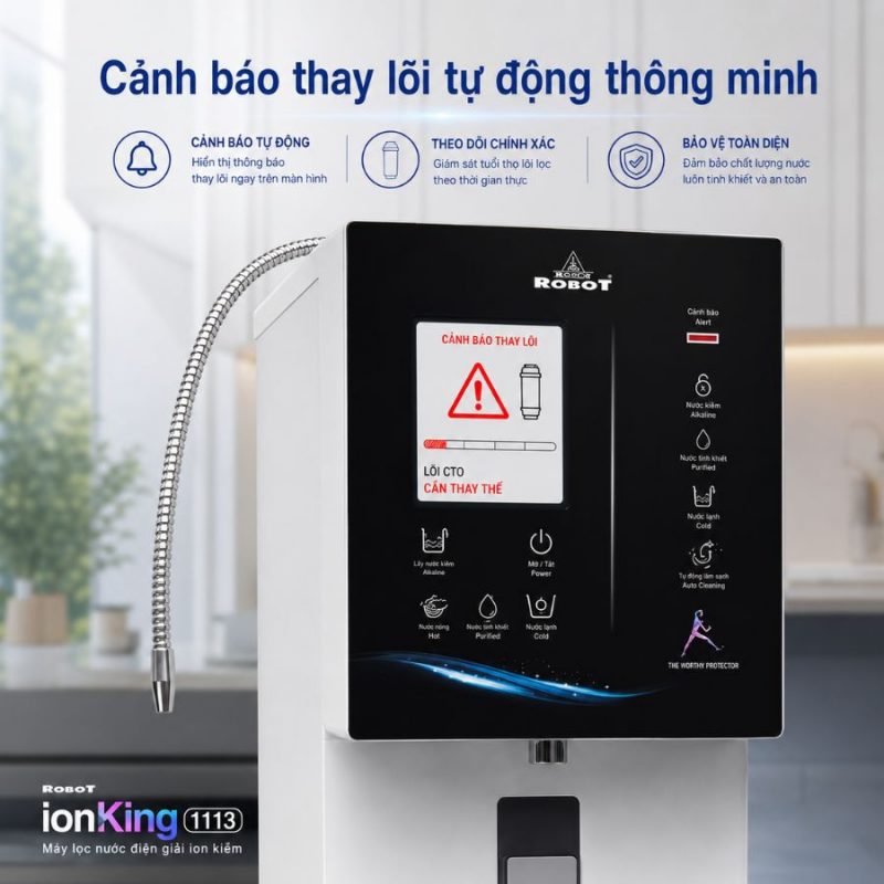 Máy lọc nước iON kiềm Robot ionKing 1113 tạo 13 loại nước tốt