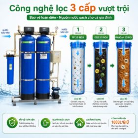 Bộ lọc tổng Kangaroo 3 cấp KG1054LT-3 van tự động 1000l/h siêu lọc