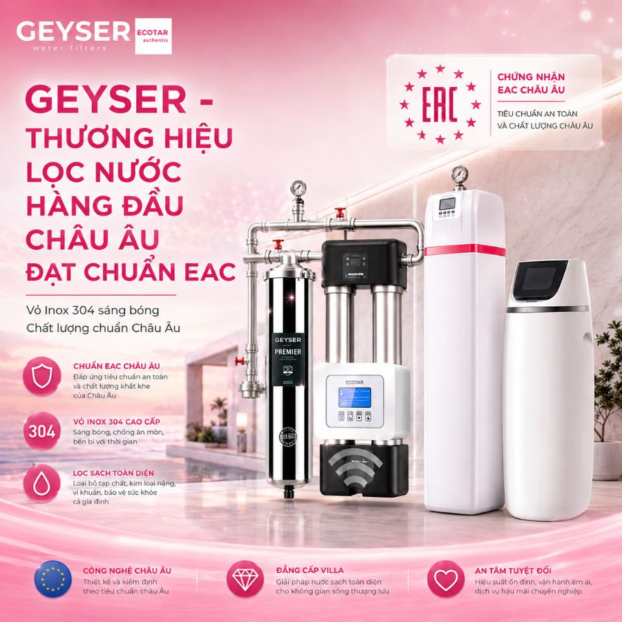 Geyser - Thương hiệu lọc nước hàng đầu Châu Âu đạt chuẩn EAC