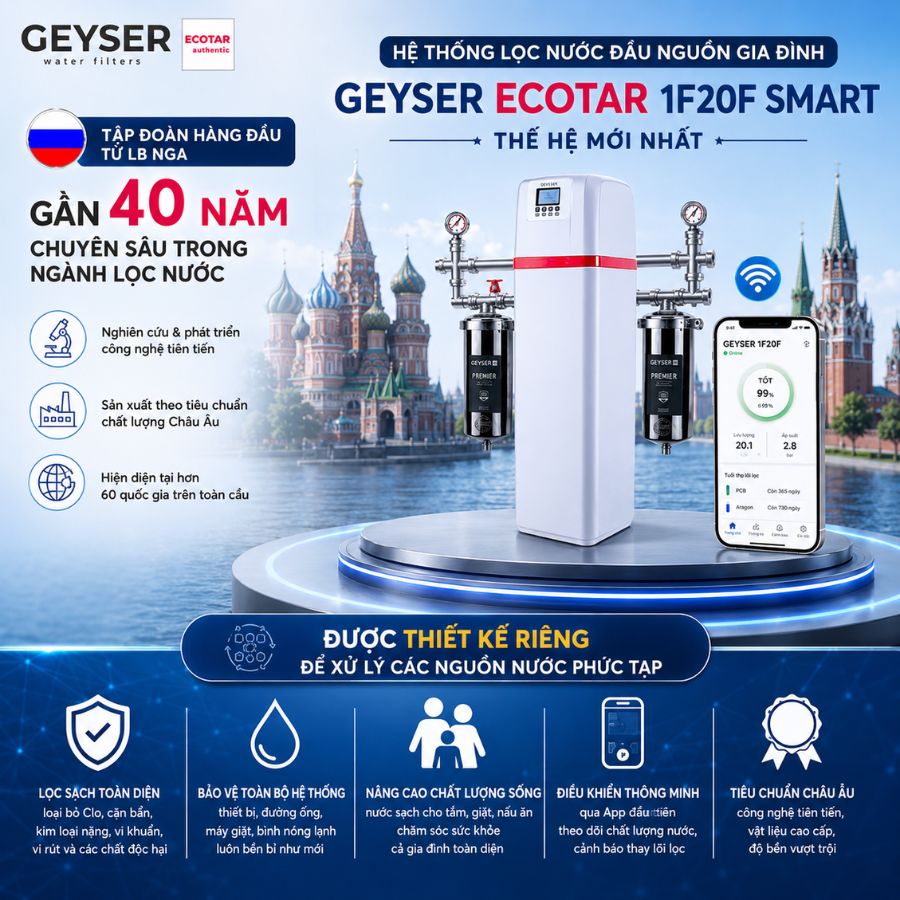 Geyser - Tập đoàn hàng đầu từ LB Nga với lịch sử gần 40 năm chuyên sâu trong ngành lọc nước