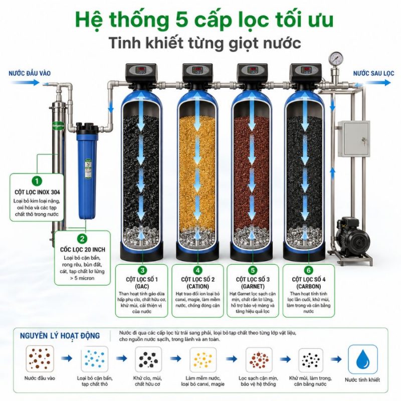 Bộ lọc tổng đầu nguồn Kangaroo KG1054LT-5 - 5 cấp lọc