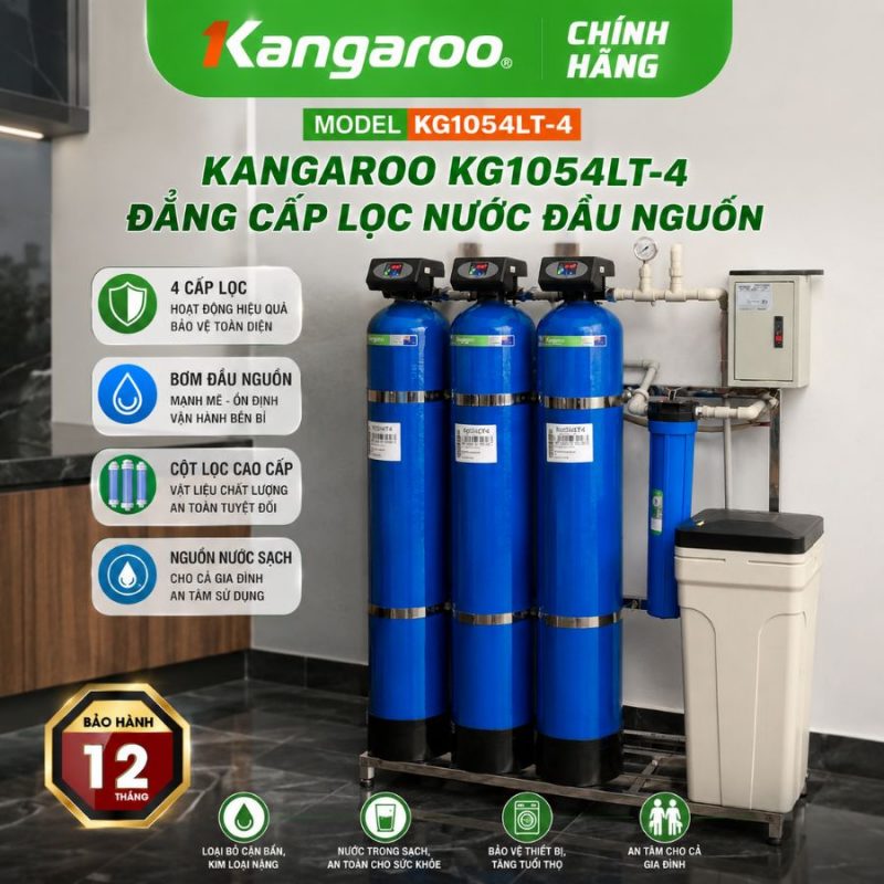 Bộ lọc tổng Kangaroo 4 cấp KG1054LT-4 van tự động 1000l/h siêu lọc