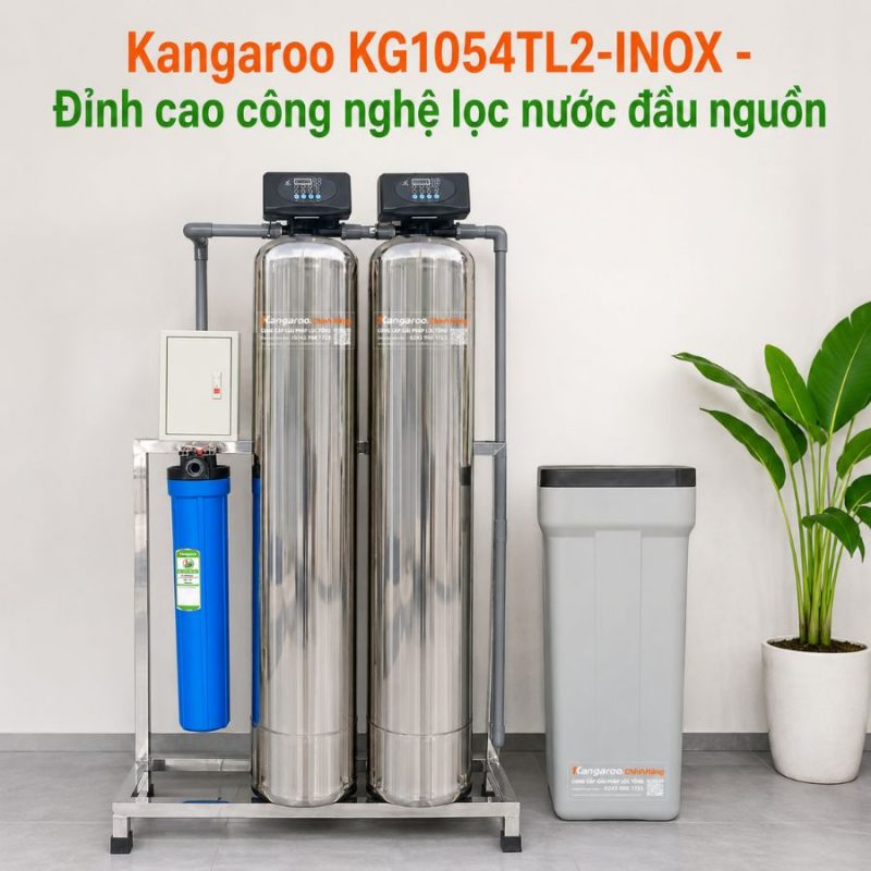 Bộ lọc tổng đầu nguồn gia đình KG1054TL2-INOX, Van tự động, Xử lý Canxi