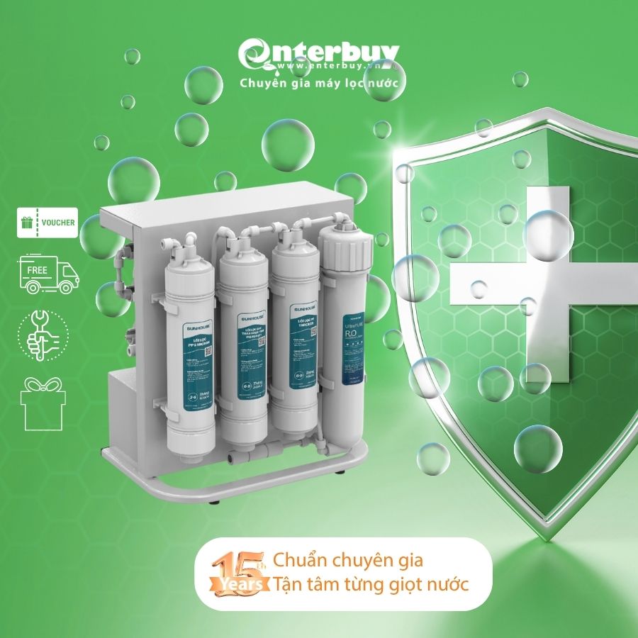 Máy lọc nước RO không vỏ Sunhouse 10 lõi SHA8201KV