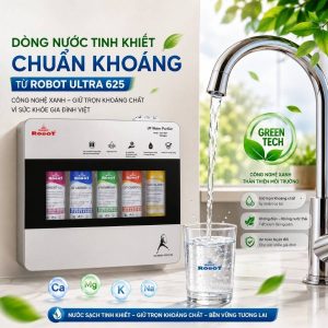 Dòng nước tinh khiết chuẩn khoáng từ máy lọc nước Robot Ultra 625