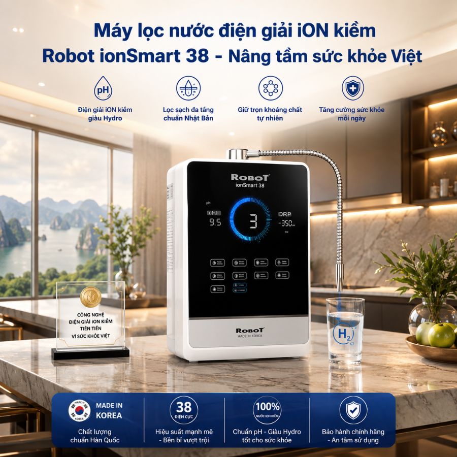 Máy lọc nước điện giải iON kiềm Robot ionSmart 38 - Nâng tầm sức khỏe Việt