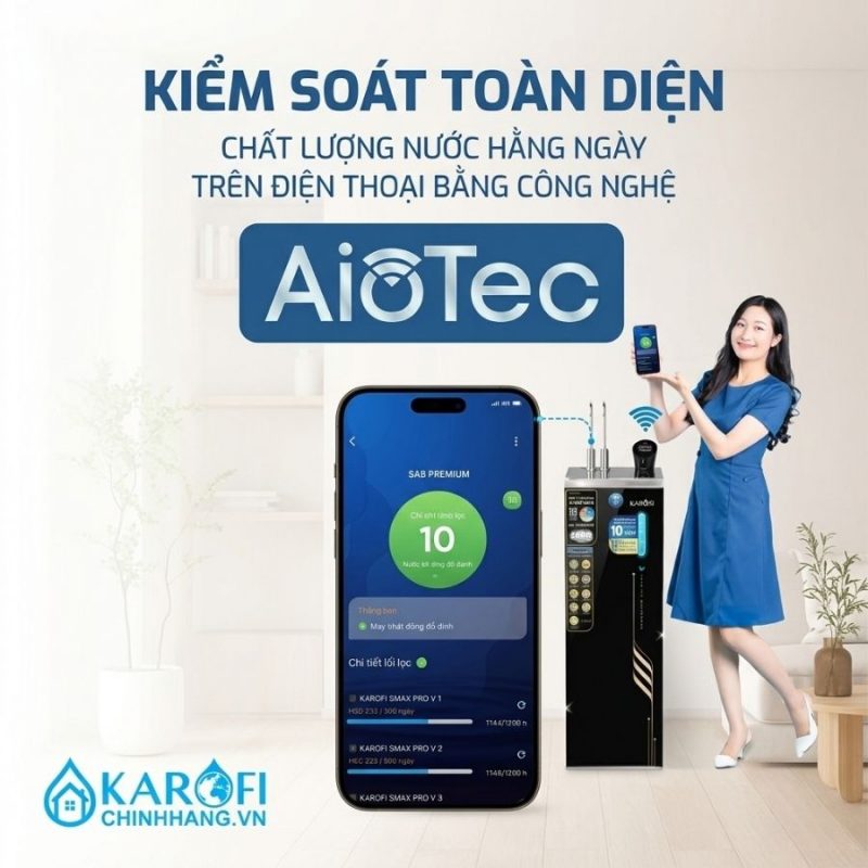 Máy lọc nước nóng lạnh Hydro-ion Kiềm Karofi SA8 chất lượng