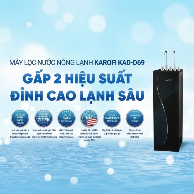 Máy lọc nước nóng lạnh Karofi KAD-D69