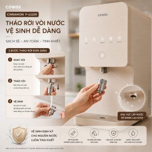 Tháo rời vòi nước và vệ sinh dễ dàng trên máy Coway P-6320R
