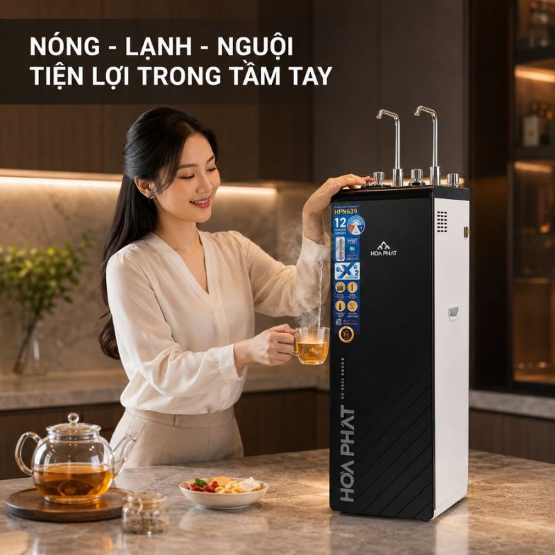 Máy lọc nước RO nóng lạnh Hòa Phát HPN639