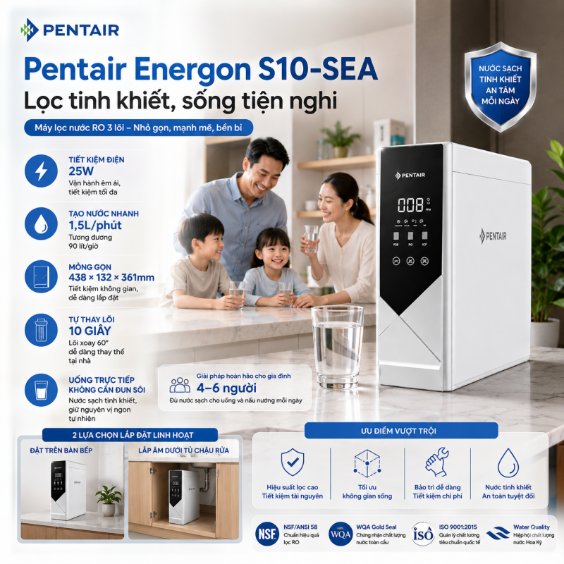Máy lọc nước Pentair RO 3 lõi Energon S10-SEA