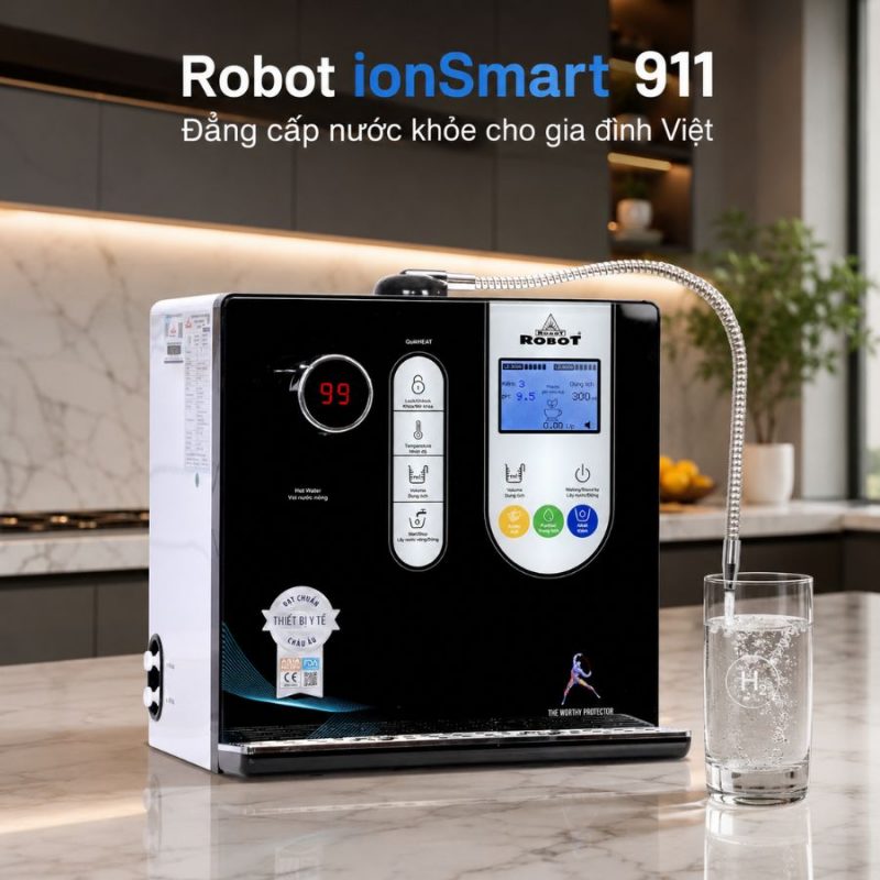 Máy lọc nước điện giải iON kiềm Robot ionSmart 911 hỗ trợ lắp đặt theo điều kiện chương trình
