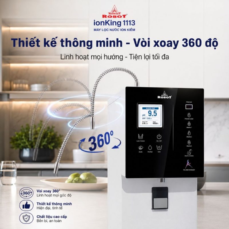 Máy lọc nước iON kiềm Robot ionKing 1113 tạo 13 loại nước tốt