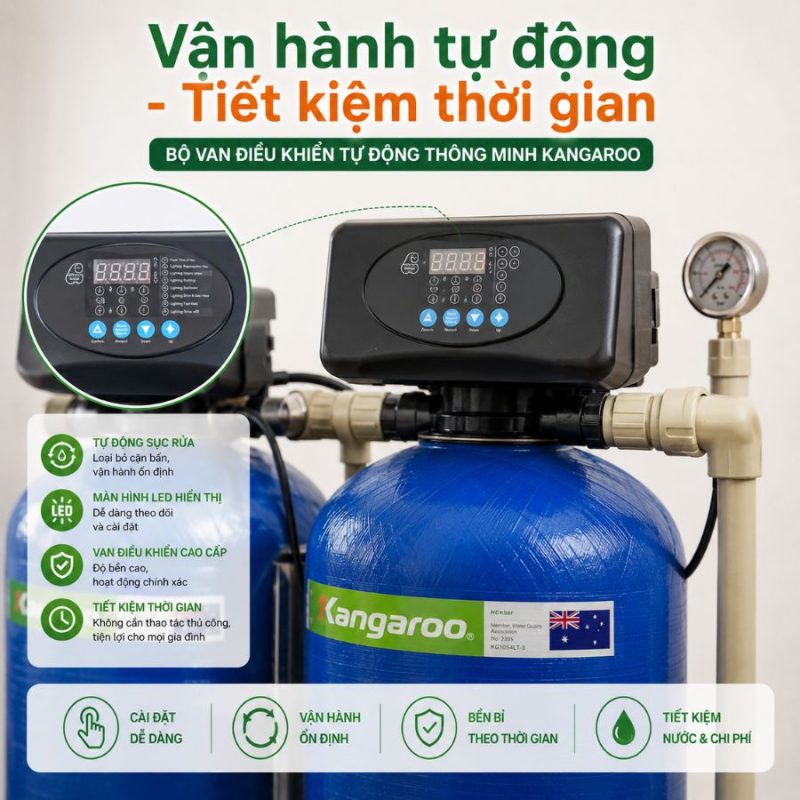 Bộ lọc tổng Kangaroo 3 cấp KG1054LT-3 van tự động 1000l/h siêu lọc
