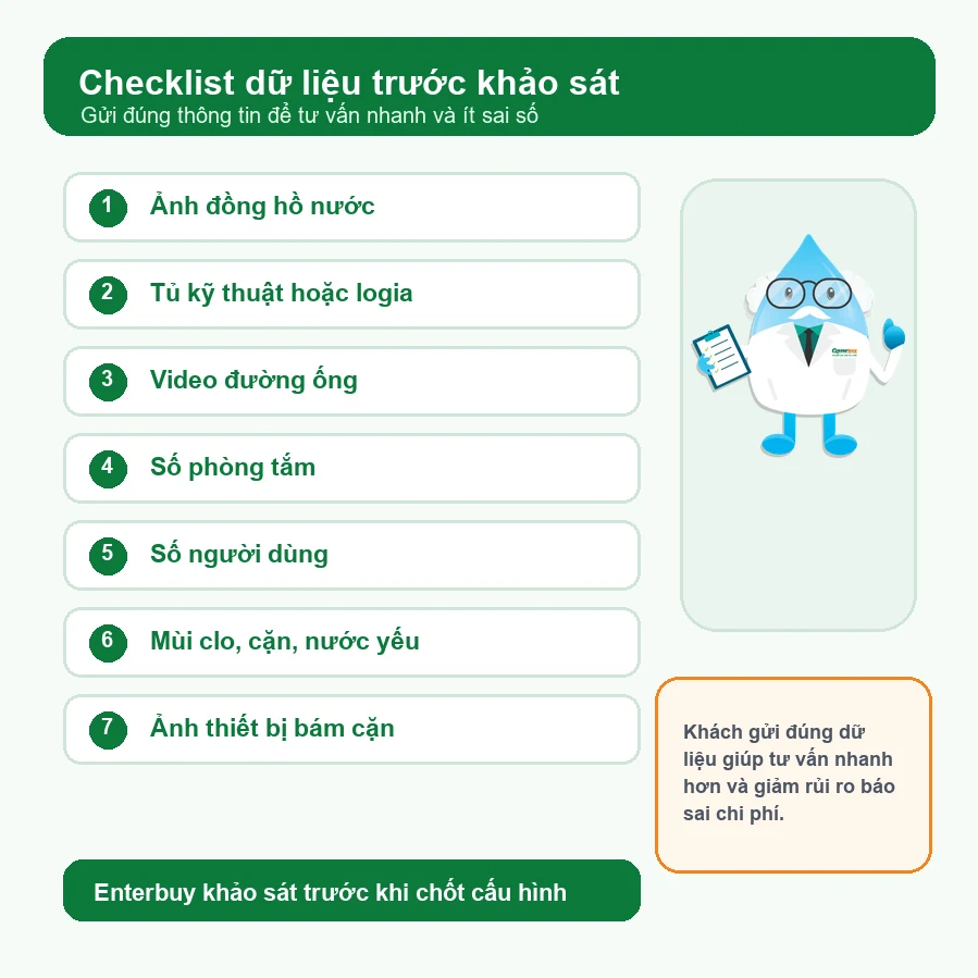 Checklist khách hàng gửi trước khi tư vấn lọc tổng