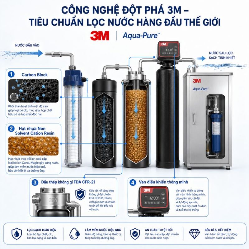 Hệ Thống Lọc Tổng Làm Mềm Nước 3M™ Aqua-Pure™ Dành Cho Biệt Thự – Villa