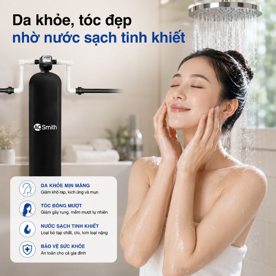 Da khỏe, tóc đẹp nhờ nước sạch tinh khiết