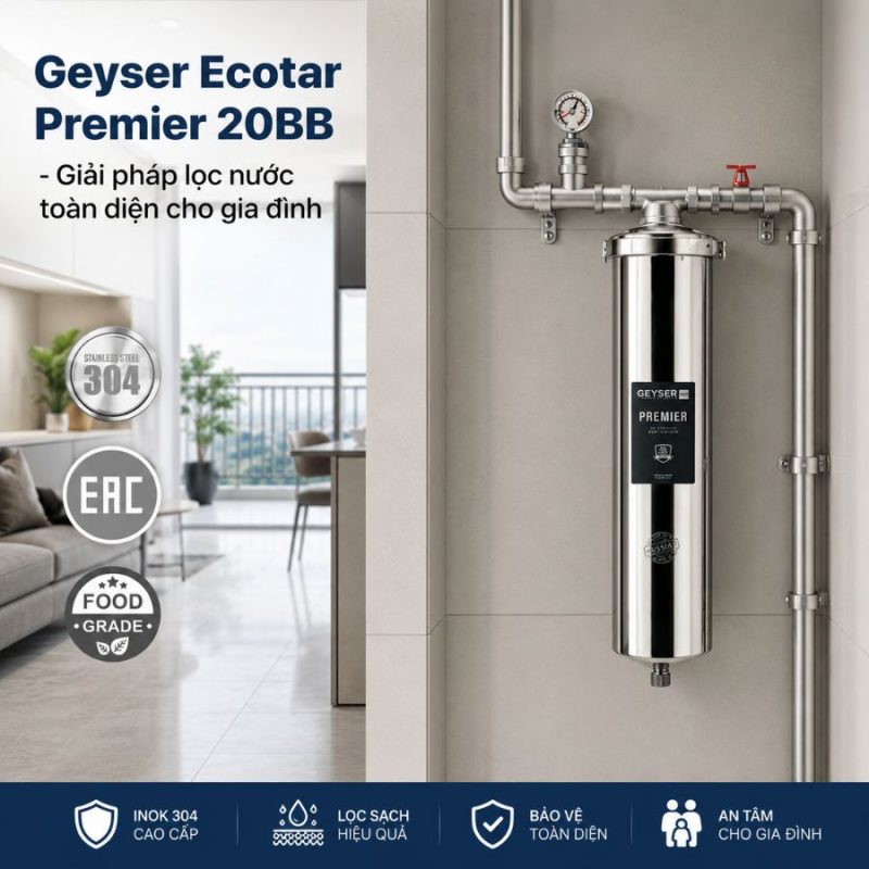 Cột lọc nước tắm sinh hoạt Geyser Ecotar Premier 20BB