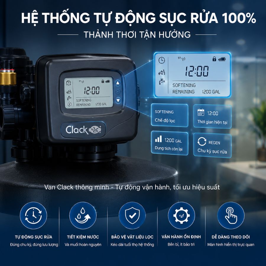 Hệ thống tự động sục rửa 100% - Thảnh thơi tận hưởng