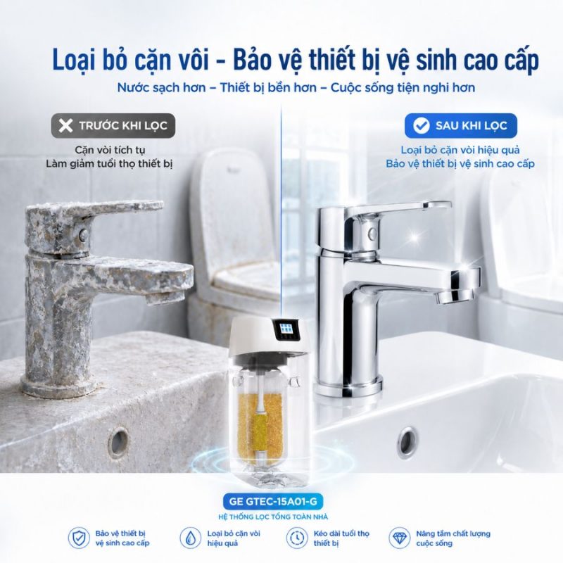 Lọc nước tổng đầu nguồn GE GTEC-15A01-G (làm mềm)
