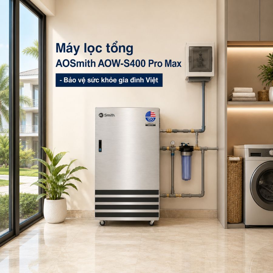 Máy lọc tổng AOSmith AOW-S400 Pro Max - Bảo vệ sức khỏe gia đình Việt