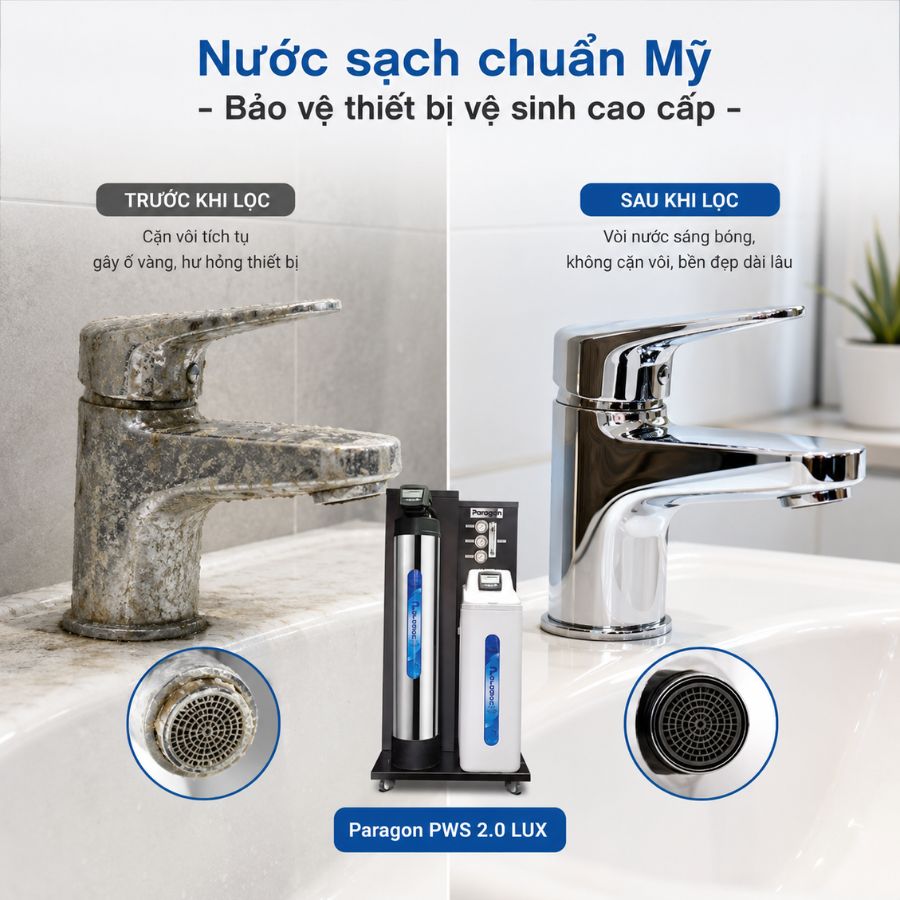 Nước sạch chuẩn Mỹ - Bảo vệ thiết bị vệ sinh cao cấp