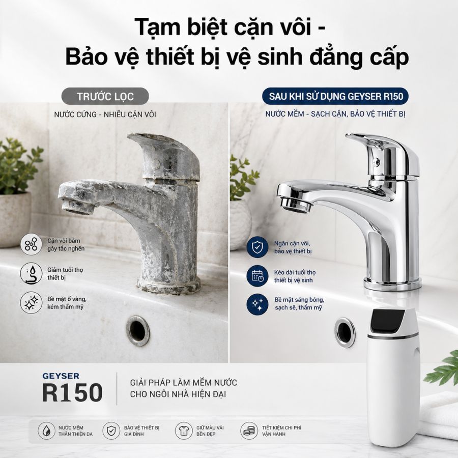 Tạm biệt cặn vôi - Bảo vệ thiết bị vệ sinh đẳng cấp