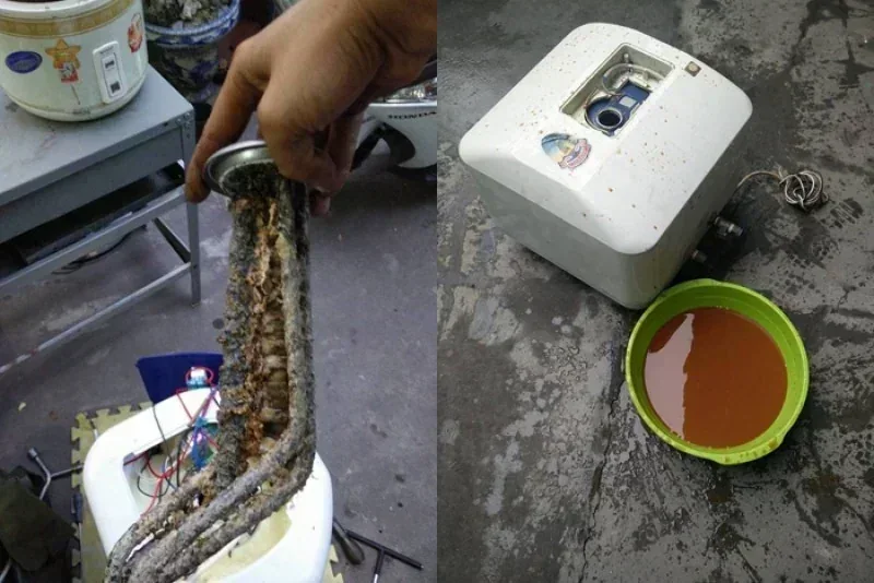 Ảnh bình nóng lạnh bám cặn vôi do nước cứng