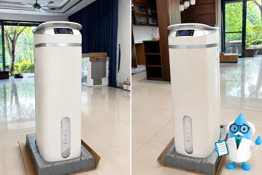 Bối cảnh bồn chứa/đường ống cho thấy gia đình bạn cần tính cả áp lực nước, lưu lượng và lối bảo trì sau này.